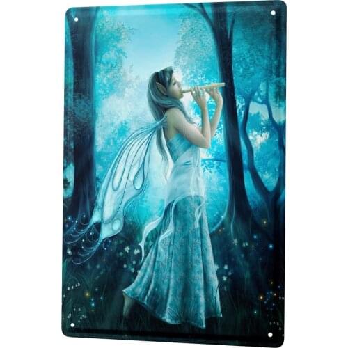 SINCE 2004 Tin Sign Metal Plate Decorative Sign Home Decor Plaques 30 x 40 cm Fantasy Motif Fairy Forest Flute