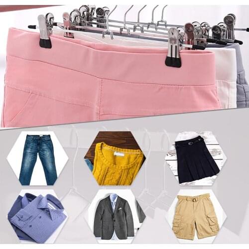 10pcs Stainless Steel Trousers Rack Clip Anti-Slip Clothespin Pants Clamp Clothes Hanger Clothe Drying Rack For Balcony Bathroom