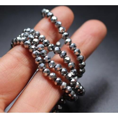 140Pcs/Lot 4mm*3mm Glass crystal beads Loose Rondelle Silver Color Jewelry accessoires