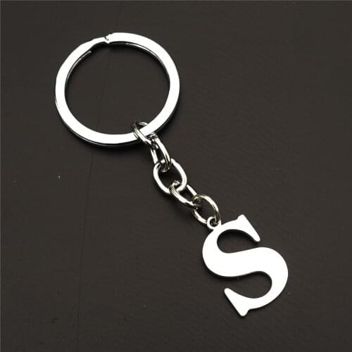 2 Pcs/lot Letter Keyring Stainless Steel Name First Alphabet S Keychains Fashion Unisex Jewelry