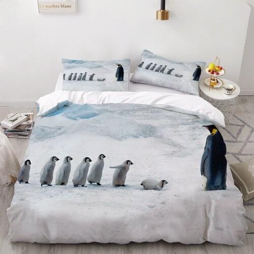 3D Digital Printed Bedding Set Penguin Cover Set Animal Duvet Cover Comfortable Bed Quilt Pillowcase Bedding Full Size Bed Set