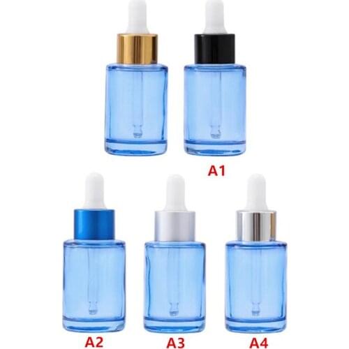 50pcs Blue Glass Dropper Bottle Reagent Pipette Sample Essence Oil Empty Cosmetic Container Serum Refillable Bottle F3393