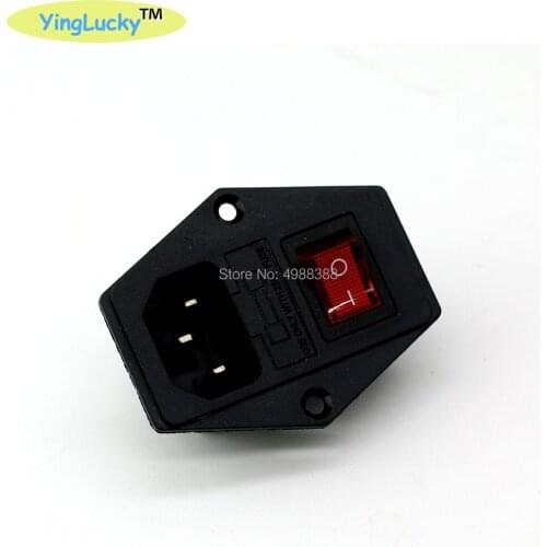 Free shipping 10pcs lot 3 Pin IEC320 C14 Inlet Module Plug arcade accessories DIY, Fuse Switch Male Power Socket 10A 250V