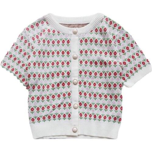 Floral T Shirt CropTop Sexy Hot Erotic Womens Clothing Knitting Croptops Slim Tank Tops Korean Femme Fitness Casual Sweater