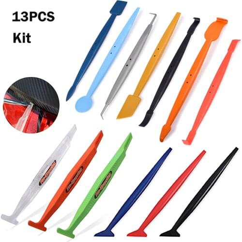 EHDIS 13PCS/Set Carbon Fiber Vinyl Wrap Car Accessories Decorative Film Corner Wrapping Stick Magnet Squeegee Kit Window Tints