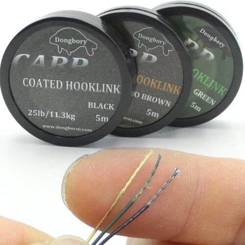 5m Fluorocarbon Line Coated Braided Carp Fishing Line 8 Strand Camo Leadcore Carp Hair Rigs Making Hooklink For Carp Fishing