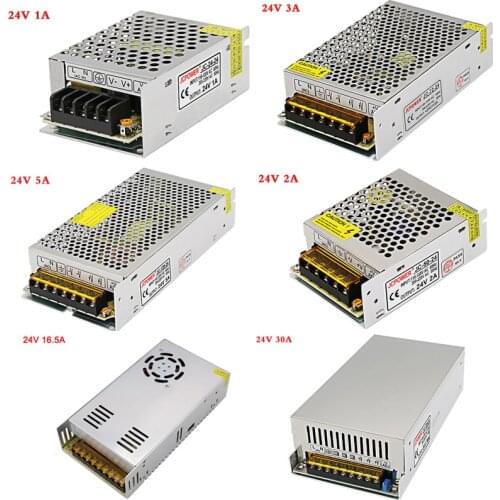 AC 110 220v to DC24V 1A 1.5A 2A 2.5A 3A 5A 6A 8.3A 10A 15A 16.5A 20A 25A 30A LED Strip Switch power supply lighting Transformers