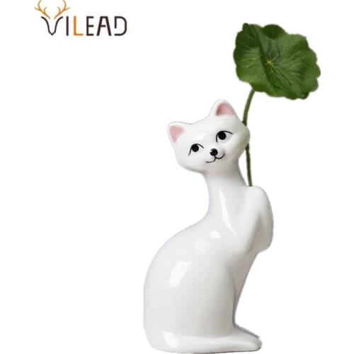 VILEA Ceramic Vase Cute Cartoon Cat Vase Art Flower vase Arrangement Home Decoration Indoor Living Room Dining Table Decoration