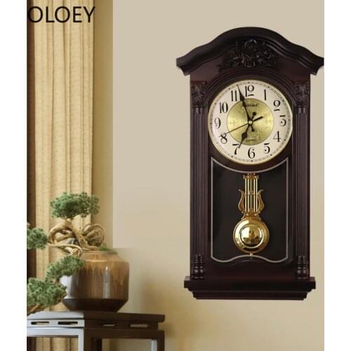 Chinese Large 3D Wall Clock Vintage Living Room European Pendulum Wall Clocks Retro Modern Design Saat Home Farmhouse Decor 2020