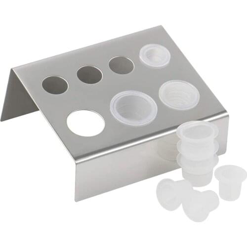 3PCS 7 Holes Stainless Steel Tattoo Ink Cap Holder Stand Tattoo Pigment Cup Cap Holder Stand for Permanent Makeup Accessories