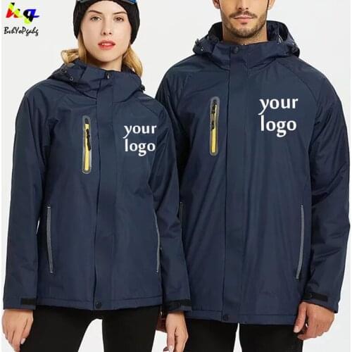 Custom logo winter outdoor hiking mens and womens windbreaker jacket waterproof high-end polar fleece reflective top