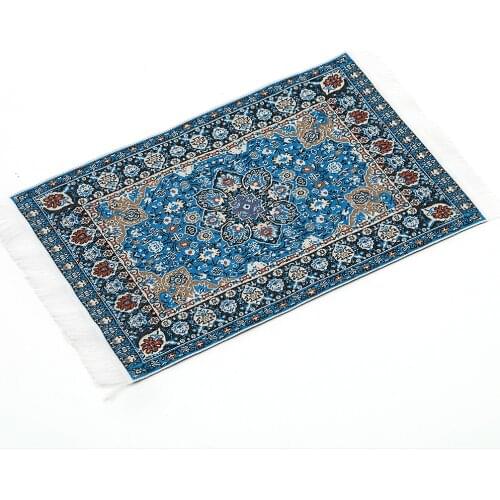 10*17cm 1:12 Dollhouse Miniature Embroidered Carpet Woven Floral Rug Floor Coverings Gifts Decoration Craft Figurines Miniatures