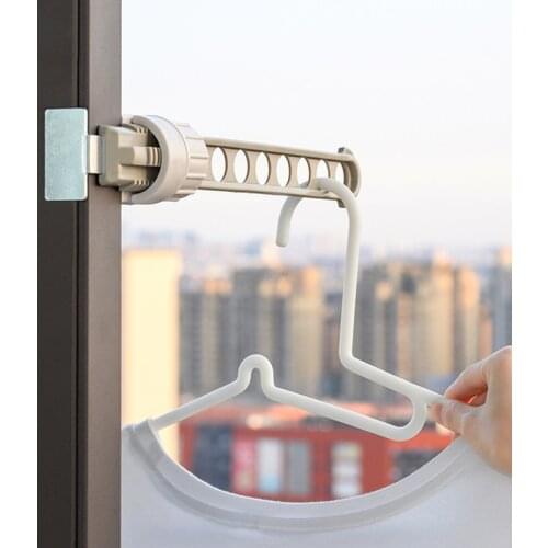 8 Holes Hanging Multifunctional Wall-Mounted Clothes Hangers Folding Retractable Indoor Outdoor Hangers JS22