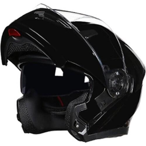 Motorcycle Helmet Racing Modular Dual Lens Motocross Moto Helmet Full Face Helmets Flip Up Casco Moto Capacete Casque Black