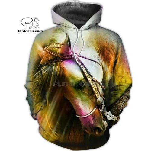 PLstar Cosmos horse HUNTING 3D Printed Shirts 3D Print Hoodies/Sweatshirt/Zipper Man Women big black horseBow Hunter horse-23