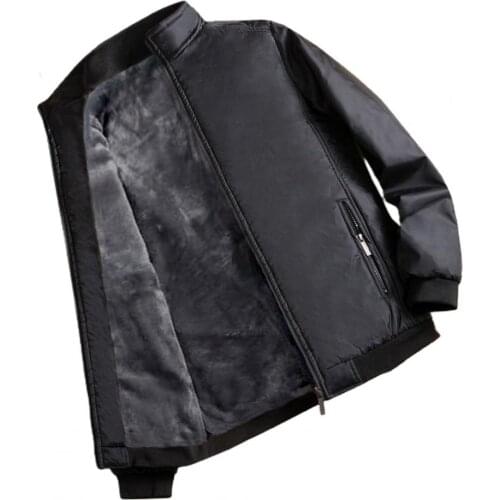 Men Winter Coat Solid Color Extra Thick Stand Collar Rib Sleeve Inseam Warm Cardigan Men Casual Jacket