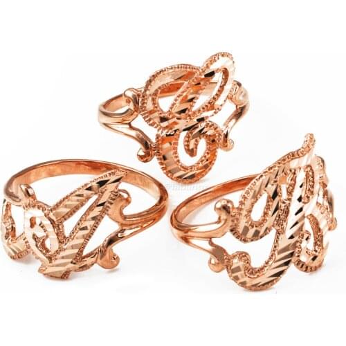 2020 New Personalized Name Ring Necklace Sparkle-Cut Letter Initial Script Pendant Ring Necklac Custom Letter Ring Necklace