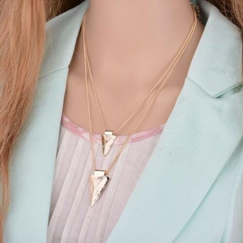 New Gothic Multilayer Necklaces For Women Triangle Pendant Collares Minimalist Jewelry Double Layer Dainty Clavicle Colar