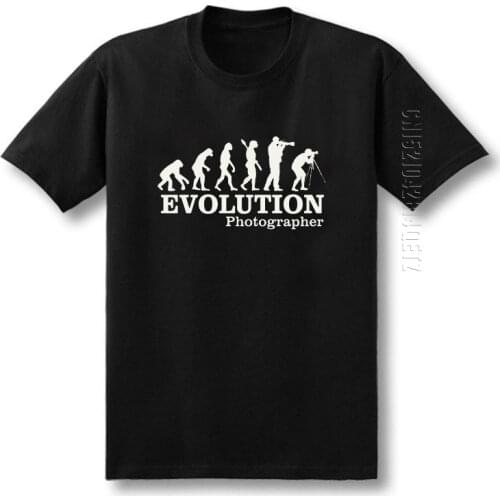 New Summer Photographer Evolution Men T-Shirt Funny Cameraman Male Crew Neck Cotton Oversized T Shirts Photography Tees