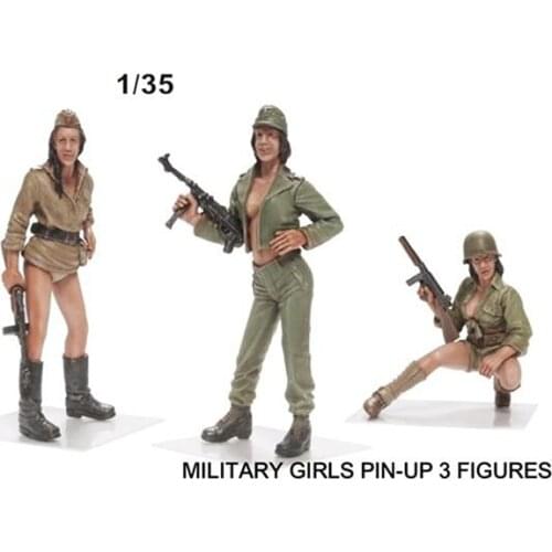 New Unassembled 1/35 modern 3 Girls Pin-Up new Resin Kit DIY Toys Unpainted resin model