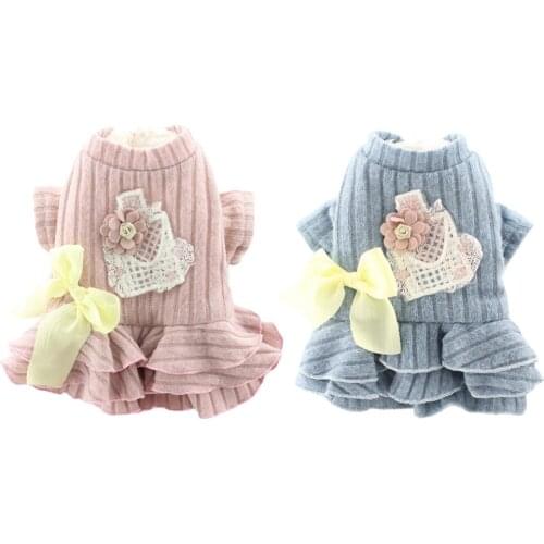 Small Dog Cat Dress Bows Pet Puppy Sweater Dog Wedding Dresses Clothes For Dogs Chihuahau Pet Cat Dress Dog Daily Neccessity