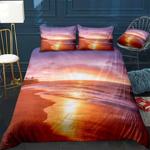 Beach Quilt Cover Pillowcase 3Piece Comforter Bedding Set With Pillow Case Single Double Duvet Cover Home Decora