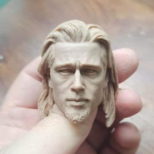 Hot Sales 1/6th Man Male Brad Pitt Zombie World War Head Sculpture White Unpainted For 12inch Doll Action DIY Accessories