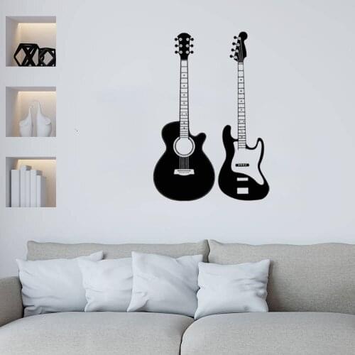 Modern Guitar Wall Stickers Musicians Wall Decal For Music Living Room Background Wall Painting Home Decora Vinyl DW7838