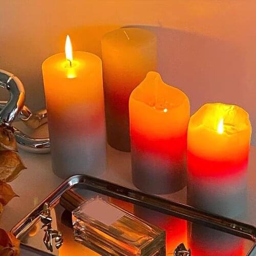 Sunset Color Changing Candle Gift Ins Style Aromatherapy Candle Advanced Candle Light Gradient Color Ornament Column Decoration