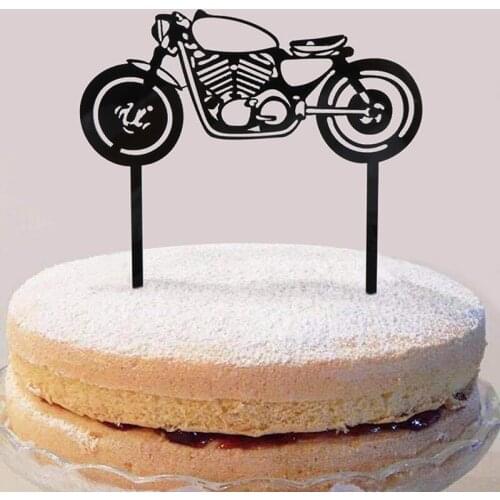 Motorcycle Happy Birthday Acrylic Cake Topper Gold Motorbike Cake Topper For Wedding Birthday Party Cake Decorations Baby Shower