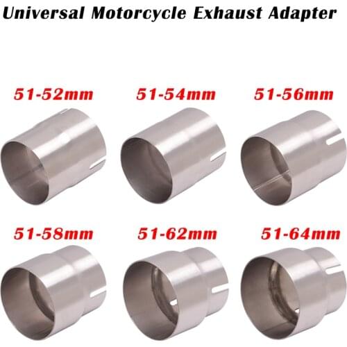 Universal Motorcycle Exhaust Adapter Escape 52mm 54mm 56mm 58mm 62mm 64 to 51mm Pipe connection Reducer Muffler Stainless Steel