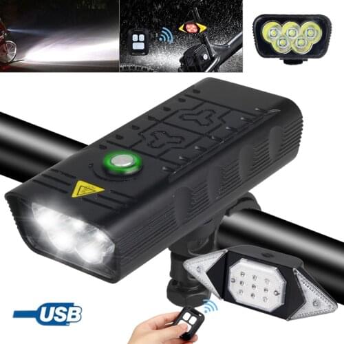 Bicycle Light Rainproof USB Charging LED MTB Front Lamp Headlight 360° Swivel 5XM-L T6 LED Flashlight Smart Bike Light with Clip
