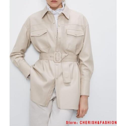 Motorcycle Women Leather Shirt Street Personality Metal Single Buttons Pu Shirt New Autumn Winter Casual Long Sleeve Tops Blouse