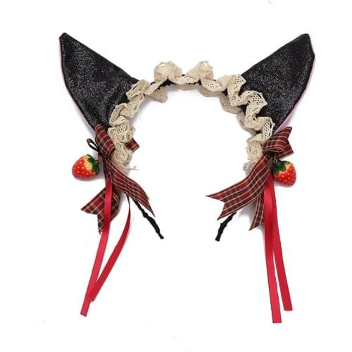 Cute Lolita Women Girl Bow Ribbon Headband Halloween Animal Ears Devil Horn Cosplay Hair Band Costume Party Hair Accessories