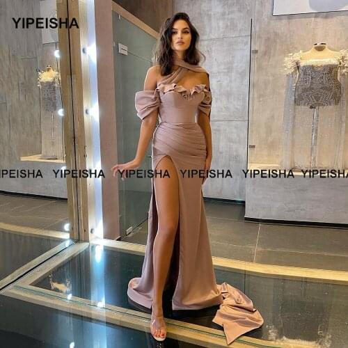 Yipeisha Sweetheart Neckline Long Evening Gown Side Split Prom Dresses with Sleeves Women Formal Party Dress Vestido de Festa
