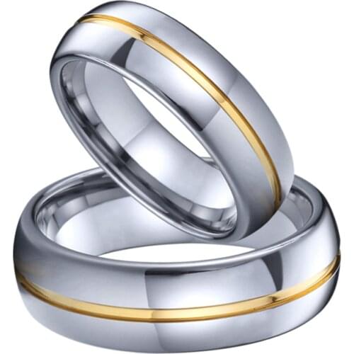 Gold Line Alliances Tungsten Carbide jewelry marriage couple Wedding Rings set for men and women 6/8mm anti scratch