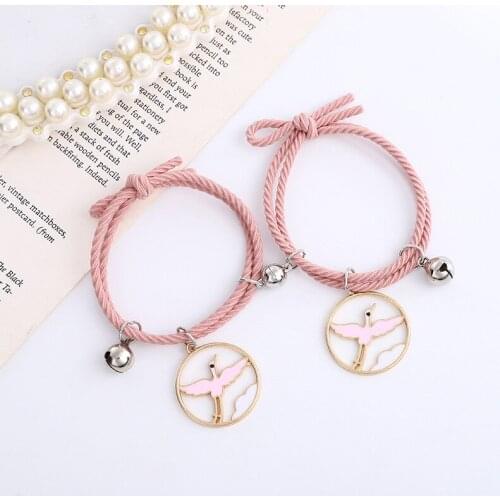 1 Pair Magnetic Couple Bracelet Cranes Flying to the Moon Opposites Attracting Hair Band Wrist Jewelry Gift for Lover LXH