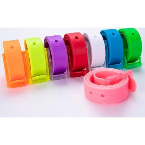 1pc Unisex Rubber Belts colorful Smooth Buckle Waistband Adjustable Cut-to-fit Waterproof Plastic Prevent Allergy fashion Belt
