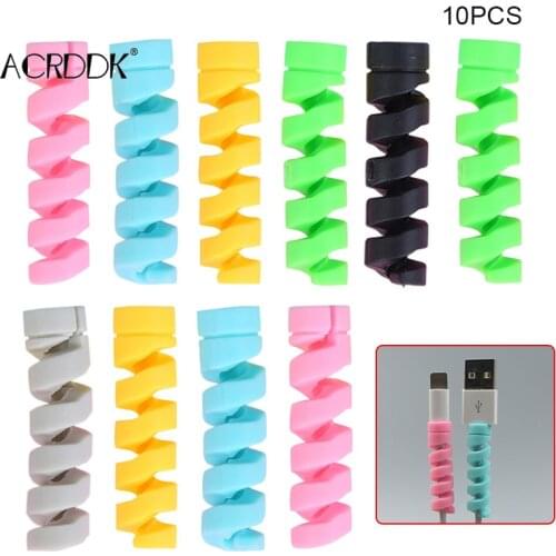 10Pcs Protector Saver Cover Compatible Apple iPhone USB Charger Cable Cord Random Color DF