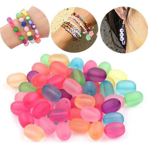 100pcs/Lot 10x7.5mm Acrylic Oval Shaped Matte Candy Color Beads For Jewelry Making Loose Spacer Beads Like Eraser DIY Bracelet