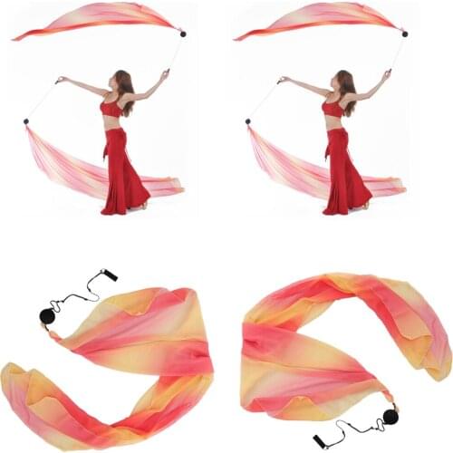 2pcs Silk Veil Poi Thrown Ball with Adjustable Rope for Belly Dance Yoga Dancing