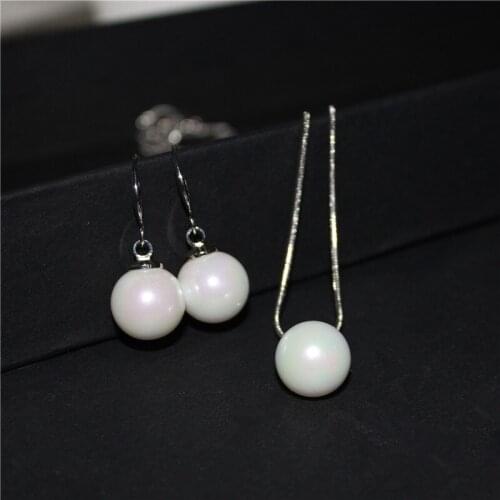 2019 new fashion brand jewelry set Christmas stud earrings for women silver plated shell pearl gift necklaces&pendant