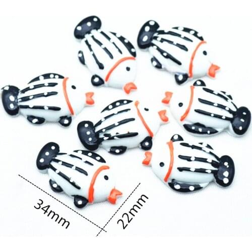 34mmX22mm 20PCS White-Black Resin Flatback Sea Fish|Flatback Sea Beach Miniatures|Summer Holiday miniatures