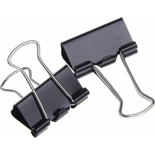 48 pcs 25mm Black Metal Binder Clips File Paper Clip Document Office Supplies