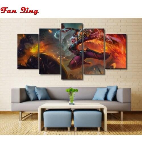 5pcs 5D diamond painting Game warrior full square round rhinestone 3D diamond embroidery Mosaic cross stitch