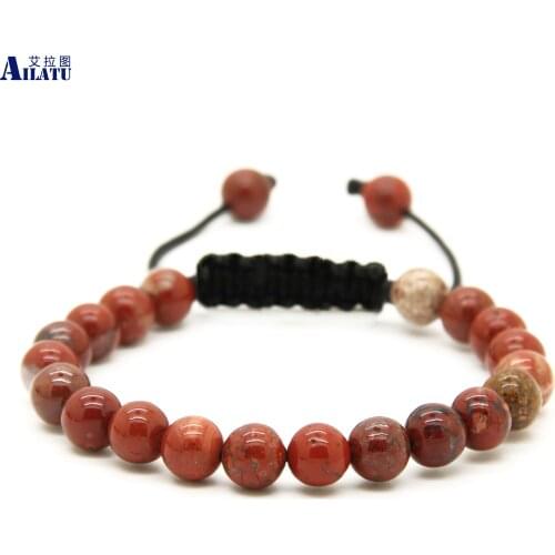 Ailatu Natural Stone Braided Jewelry 8mm Beads Macrame Lucky Bracelet Men and Women for Summer Holiday