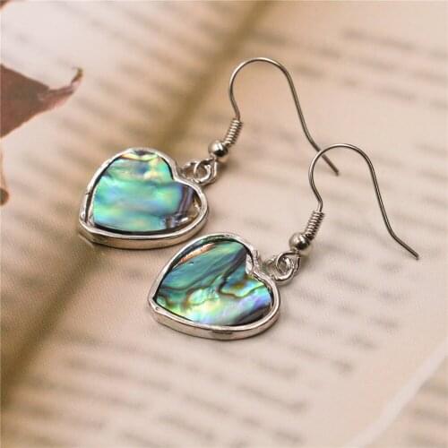 Free Shipping New Natural Abalone Shell Trendy Heart Dangle Earrings Charms Women Girls Fit Gift Jewelry Christmas Gift B1157