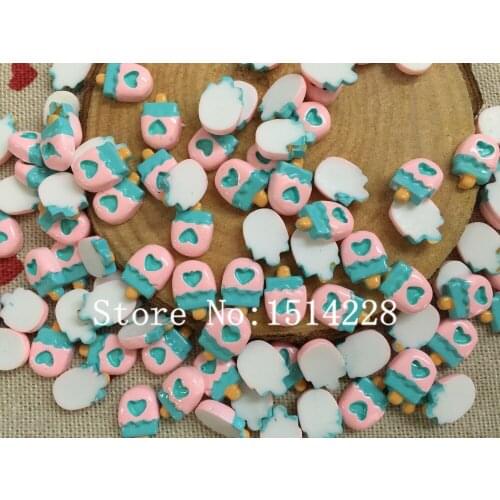 Free shipping! Resin pink heart Ice cream. Resin Flatback Cabochon for nail art/phone decoration,DIY .(small size 8*11mm)