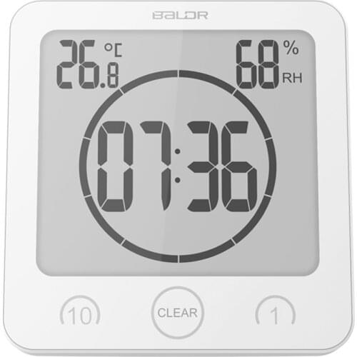 Baldr LCD Digital Waterproof Water Splashes Bathroom Wall Clock Shower Clocks Timer Temperature Humidity Kitchen Washroom Timers
