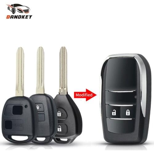 Dandkey 2/3 Buttons Fob Uncut For Toyota Reiz Camry Rav4 Yaris Corolla 4Runner Avlo 2017 2019 Flip Modified Remote Car Key Shell